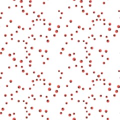 Fototapeta na wymiar Seamless abstract geometric pattern. White background. Red, black dots, circles. Chaotic polka dots. Digital design for textile fabrics, wrapping paper, background, wallpaper, cover. Illustration.