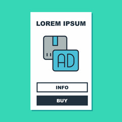 Filled outline Advertising icon isolated on turquoise background. Concept of marketing and promotion process. Responsive ads. Social media advertising. Vector