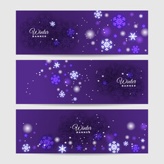 Bright snow Blue Snowflake design template banner