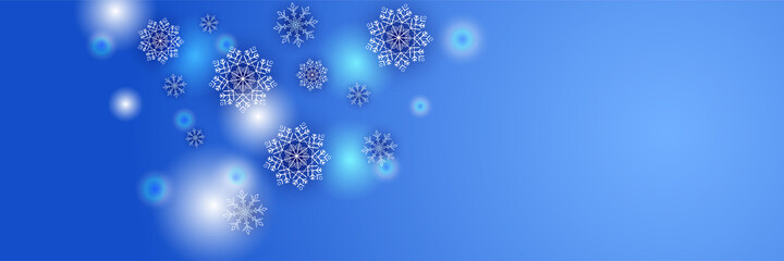 Bright snow Blue Snowflake design template banner