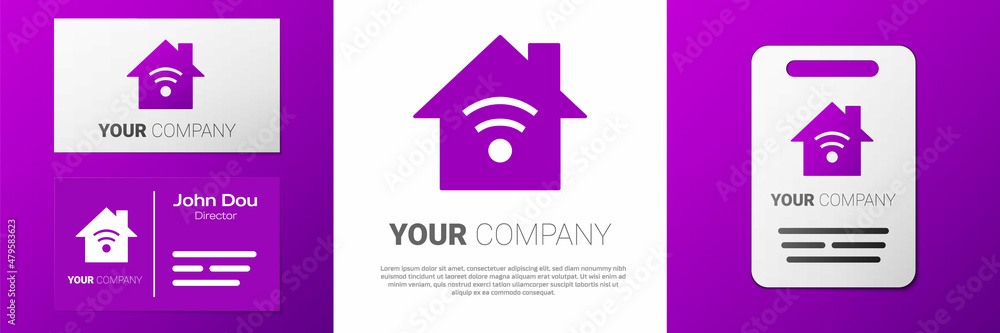 Poster Logotype Smart home with wi-fi icon isolated on white background. Remote control. Logo design template element. Vector