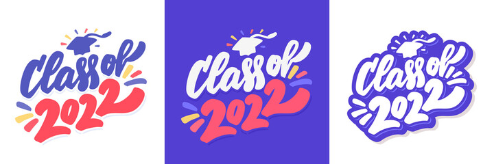 Class of 2022. Vector handwritten lettering banners set.