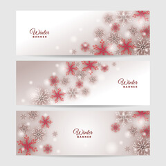 christmas snow red grey Snowflake design template banner