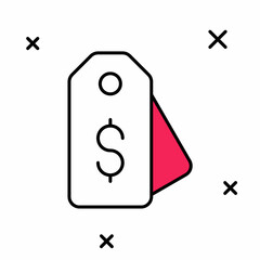 Filled outline Price tag with dollar icon isolated on white background. Badge for price. Sale with dollar symbol. Promo tag discount. Vector
