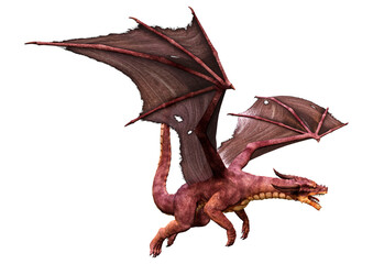 3D Rendering Fairy Tale Dragon on White
