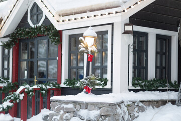 Christmas and New Year decorations.A holiday on the street of the city.