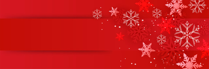 Naklejka na ściany i meble Winter season red Snowflake design template banner