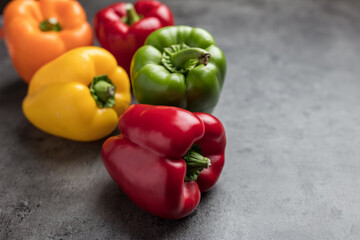 Colorful freshly harvested bell peppers
