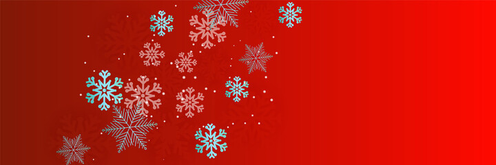 Fototapeta na wymiar Bright snow red Snowflake design template banner