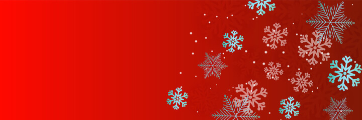Naklejka na ściany i meble Bright snow red Snowflake design template banner
