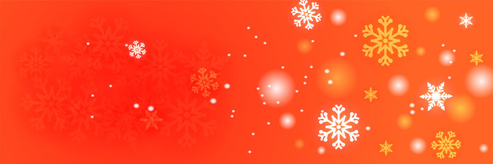Bright snow red orange Snowflake design template banner