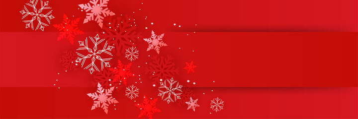 Naklejka na ściany i meble Winter season red Snowflake design template banner