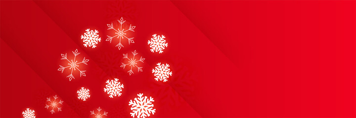 Naklejka na ściany i meble Winter background red Snowflake design template banner