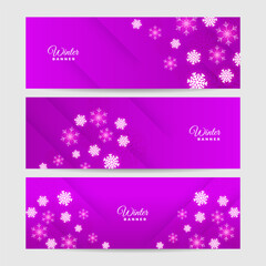 Fototapeta na wymiar Winter background purple Snowflake design template banner