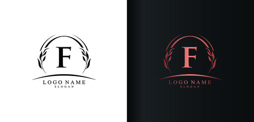 Abstract letter F logo design, luxury style letter logo, text F icon vector design