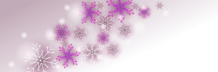 Naklejka na ściany i meble christmas snow purple grey Snowflake design template banner
