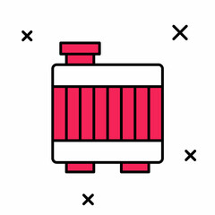 Filled outline Car radiator cooling system icon isolated on white background. Vector