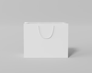 Empty  shopping bag for branding, white paper bag - obrazy, fototapety, plakaty