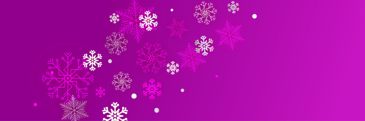 Winter purple Snowflake design template banner