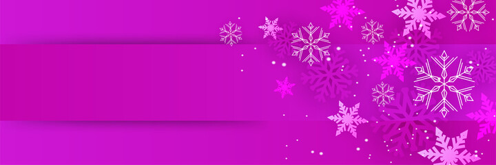 Fototapeta na wymiar Winter season purple Snowflake design template banner