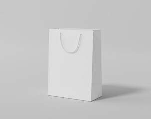 Empty  shopping bag for branding, white paper bag - obrazy, fototapety, plakaty