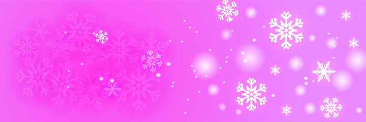 Fototapeta na wymiar Bright snow pink purple Snowflake design template banner