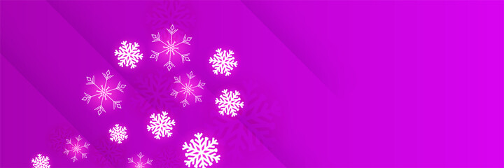 Naklejka na ściany i meble Winter background purple Snowflake design template banner