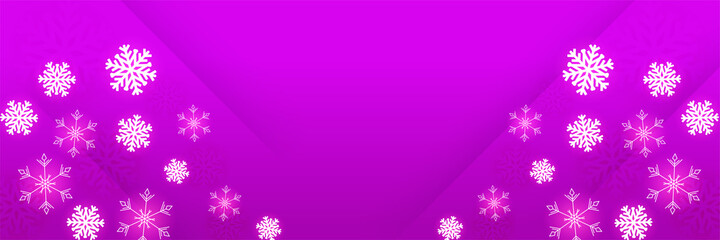 Winter background purple Snowflake design template banner