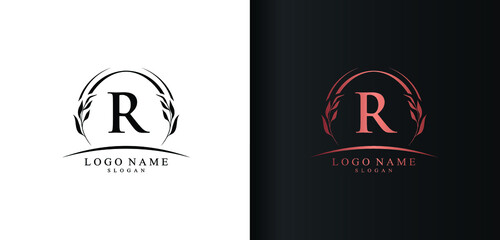 Abstract letter R logo design, luxury style letter logo, text R icon vector design