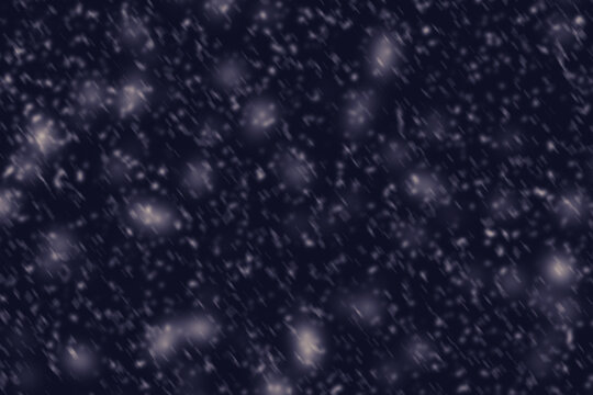 Dark Blue Snow Texture On A Black Background, Snowfall For Overlay