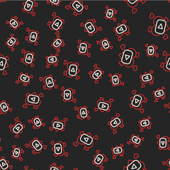 Line Romantic movie icon isolated seamless pattern on black background. Love film. Vector