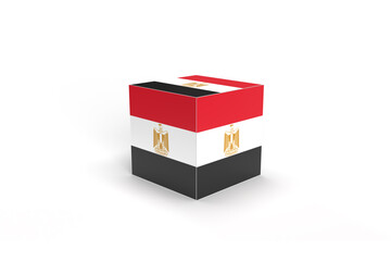 Egypt Flag on 3D cube, illustration 3D, Egypt design with isolated background
