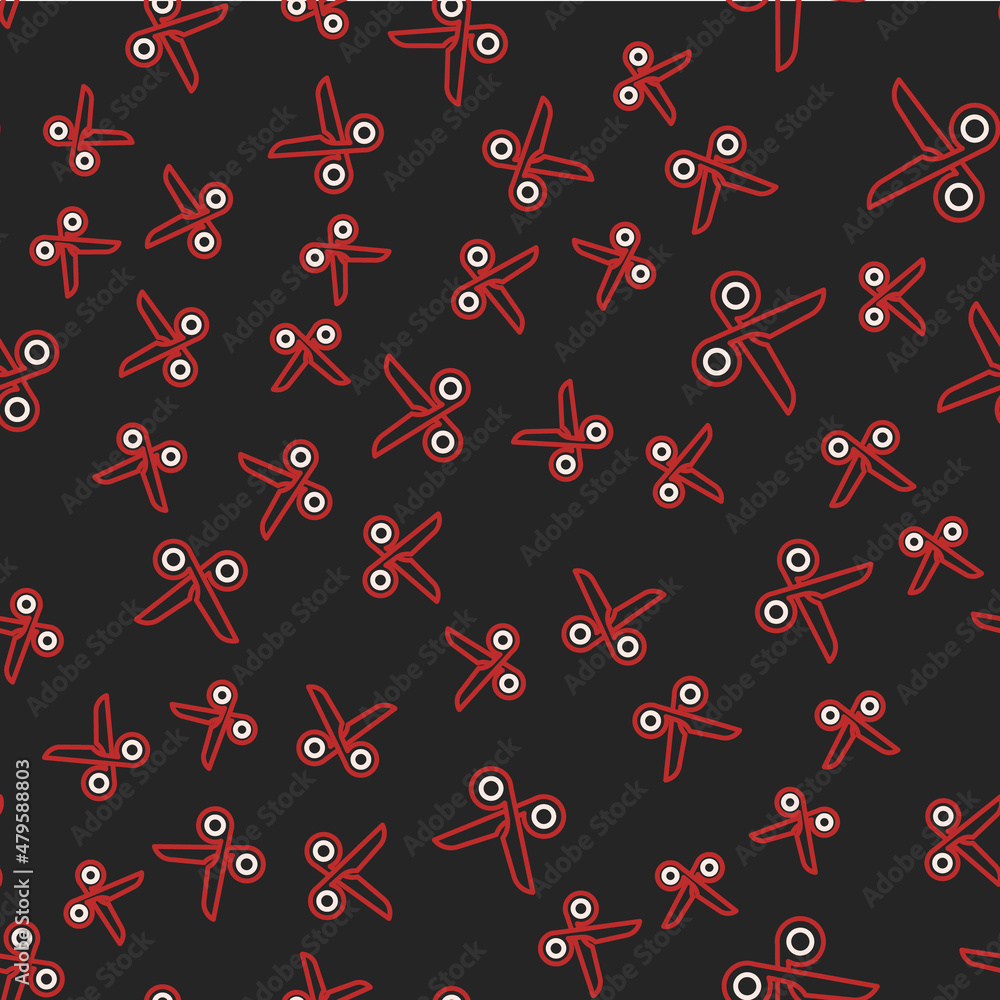 Poster line scissors icon isolated seamless pattern on black background. cutting tool sign. vector