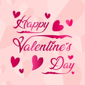 Valentine's day concept background. Vector illustration. With hand drawn lettering and heart symbols on a light pink background