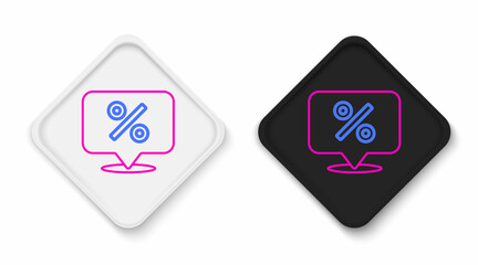 Line Discount percent tag icon isolated on white background. Shopping tag sign. Special offer sign. Discount coupons symbol. Colorful outline concept. Vector