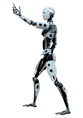 3D Rendering Male Robot on White