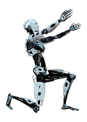 3D Rendering Male Robot on White