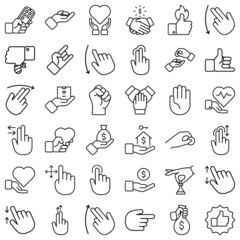 Allhandgestures Flat Icon Set Isolated On White Background