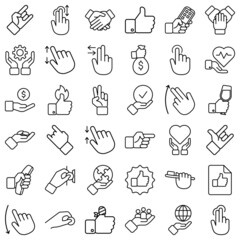 Allhandgestures Flat Icon Set Isolated On White Background