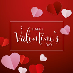 Happy Valentines day - Pink and red hearts background 