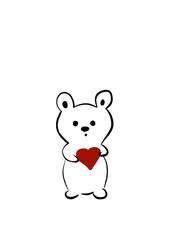 teddy bear with heart, sketch bear