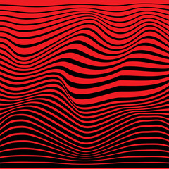 Abstract background. Black and red waves. Optical illusion.  - 479591037