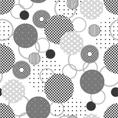 Seamless abstract background with black and white circles. - 479591042