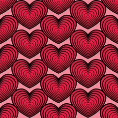 Seamless background with bright hearts. - 479591045