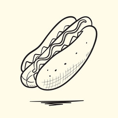 Hot dog. Hand drawn vector illustration.