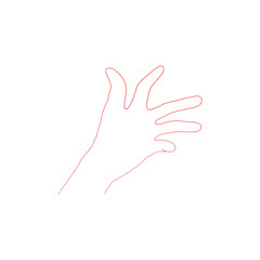 Line art sketch of a tense hand in an upright position before the fight