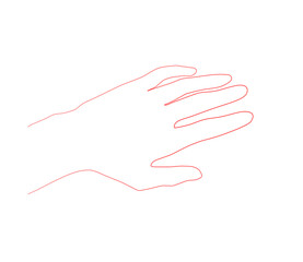 Line art sketch of a relaxed hand in a horizontal position