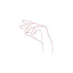 Line art sketch of a relaxed hand in an upright position