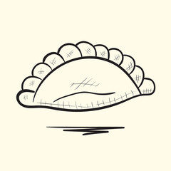 Homemade pierog dumpling. Hand drawn vector illustration.