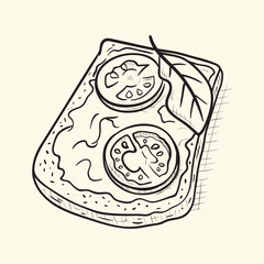 Sandwich. Black and white sketch vector illustration.